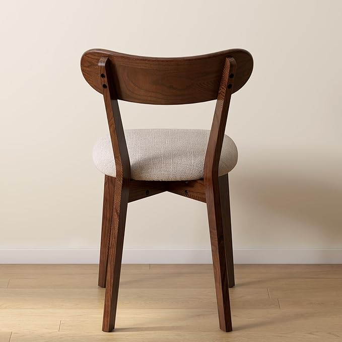 Walnut Dining Chairs Set of 2 - Comfortable Padded Seats,FAS-Grade North American Oak,Mid Century Modern Kitchen Chairs, Sturdy 400 lbs Capacity
