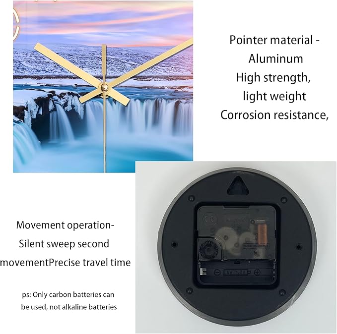 XNM Modern Blue Beach Wall Clocks Battery Operated 12 Inch Round Decorative Wall Clock for Living Room Quiet Waterfall Wall Clock