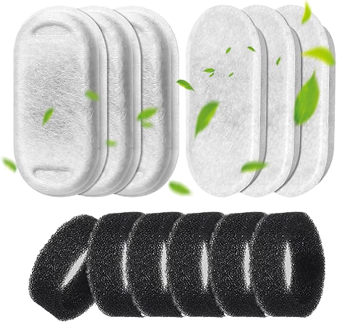Cat Fountain Filter Replacement: 12 Cat Water fountain Filter - 6 Pieces Filters + 6 Pieces Sponges for Pet Dispenser H1 (67oz/2L)