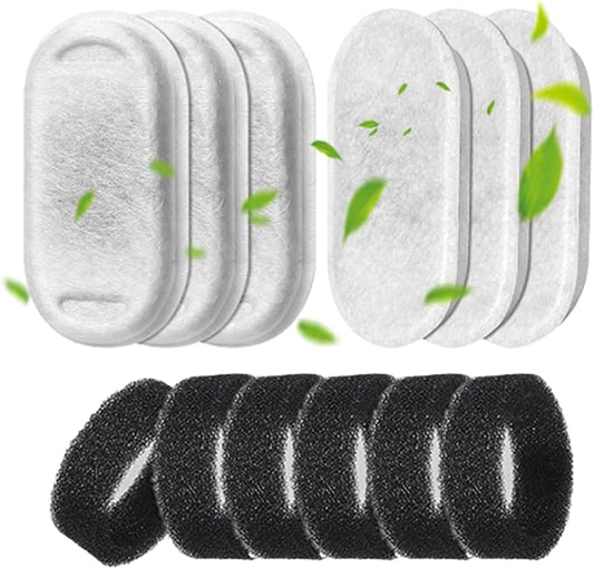 Cat Fountain Filter Replacement: 12 Cat Water fountain Filter - 6 Pieces Filters + 6 Pieces Sponges for Pet Dispenser H1 (67oz/2L)