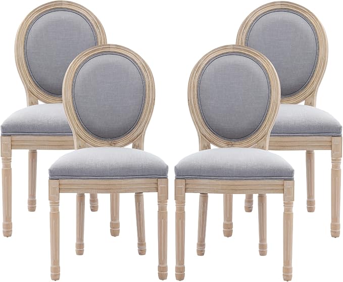 Nrizc French Bistro Chairs Set of 4, French Country Farmhouse Wood Round Back Dining Chair, for Dining Room/Living Room/Bedroom