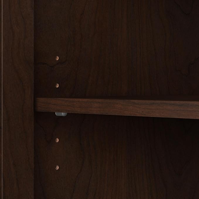 Bush Furniture Key West Tall Storage Cabinet with Doors and Shelves in Bing Cherry, 2 Door Organizer for Home Office, Living Room, Entryway