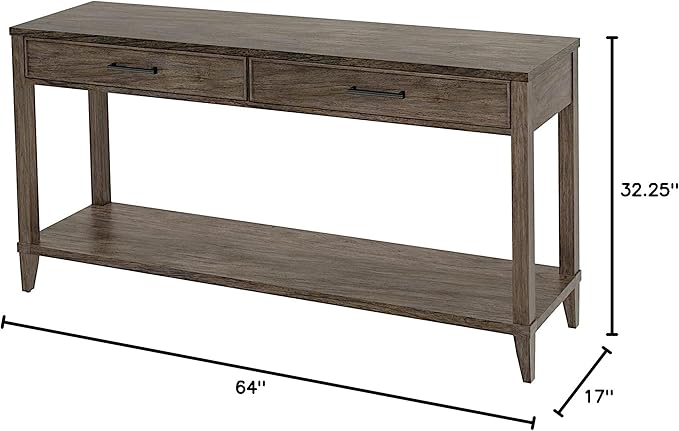 Hekman Furniture Arlington Heights Sofa Table with Drawers - Wooden Console Table with Storage Shelf, Elegant Hallway Entryway Table for Living Room, Wood Console with Brass Hardware