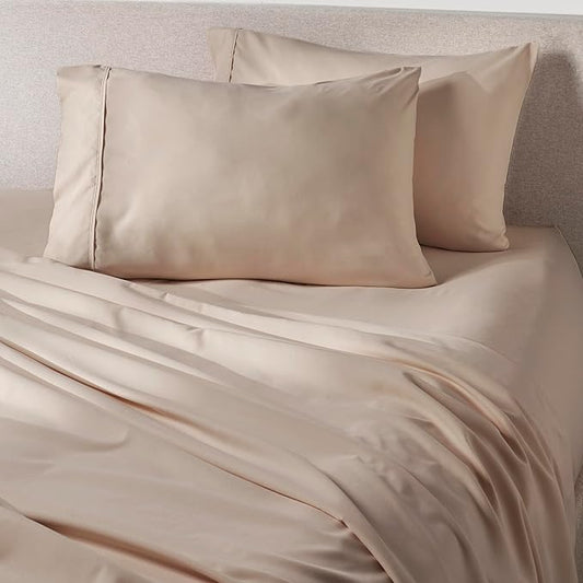 PeachSkinSheets Toasted Marshmallow Sheet Set - 1500tc Level of Softness - Extra Soft Cooling Sheets for Hot Sleepers and Night Sweats - California King Size