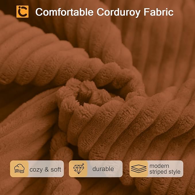 COMAX Futon Sofa Bed, 4-in-1 Floor Foldable Sofa Couch Bed Queen with L-Shaped Armrests, Convertible Folding Chair Bed Corduroy Sleeper Mattress Fold Out Comfy Lounge for Living Room, Orange