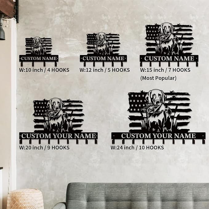 Personalized Custom Name Hunting Deer Wall Key Hooks,Metal Hunting Art Clothes Hooks,Metal Hunting Wall Home Storage Decorative,Hunter For Front Door, Hallway, Kitchen, Bedroom,Keys,Hats (Style C)