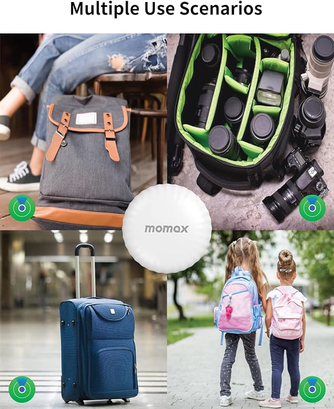 MOMAX Key Finder, Tracker Tag, Works with Apple Find My (iOS Only), Key Tracker with APP,Sound Location, Key Locator Tracker for Luggage, Suitcase, Wallet, Pet, Kid