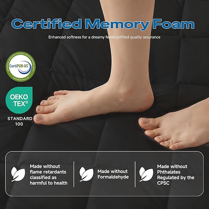 Aircliff Japanese Floor Futon Mattress, Roll Up Tatami Mat, Sleeping Pad, Shikibuton, Portable Foam Floor Bed Mattress for Sleeping, Dormitory, Guest Bed, Designed in Japan(Black, Full)