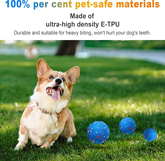 Interactive Dog Toys Ball, Automatic Moving, Bouncing Chew Toys, E-TPU Material, Suitable for Large and Medium-Sized Dogs, Used for Boredom Relief and Daily Training, USB Rechargeable (BVitality Blue)