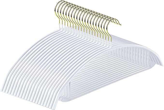 MOPALL Clothes Hangers 20 Pack, Non Slip Hangers Sweater Hanger No Shoulder Bump, 16.5 Inch Wide Durable and Strong Shirt Coat Dress Skirt Suit Hangers with Pants Bar for Laundry & Everyday Use, White