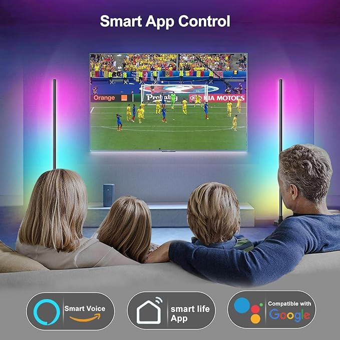 LED Floor Lamp, Corner Lamp Compatible with Alexa, Set of 2 Corner Floor Lamp with Music Sync, Controlled Synchronously or Individually