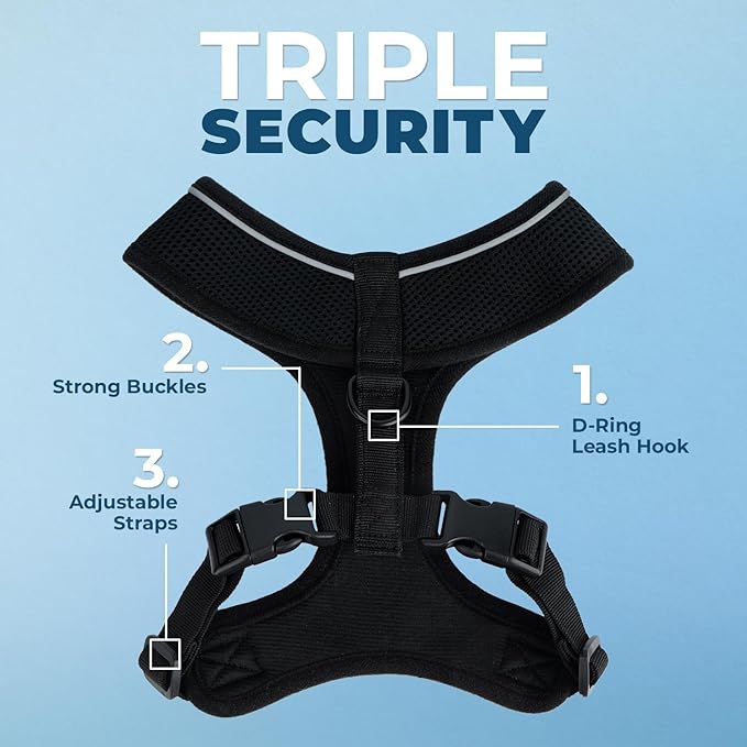 Best Pet Supplies Voyager Aerolite No Pull Mesh Dog Harness, Reflective Stitching, Breathable Harness, Adjustable for Walking, Training, Running, Heavy Duty and Durable, Black, XS