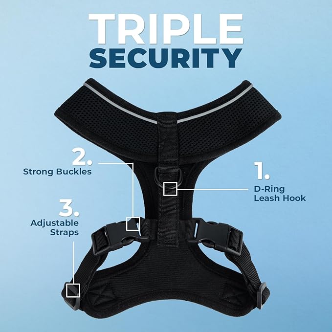 Best Pet Supplies Voyager Aerolite No Pull Mesh Dog Harness, Reflective Stitching, Breathable Harness, Adjustable for Walking, Training, Running, Heavy Duty and Durable, Black, XL