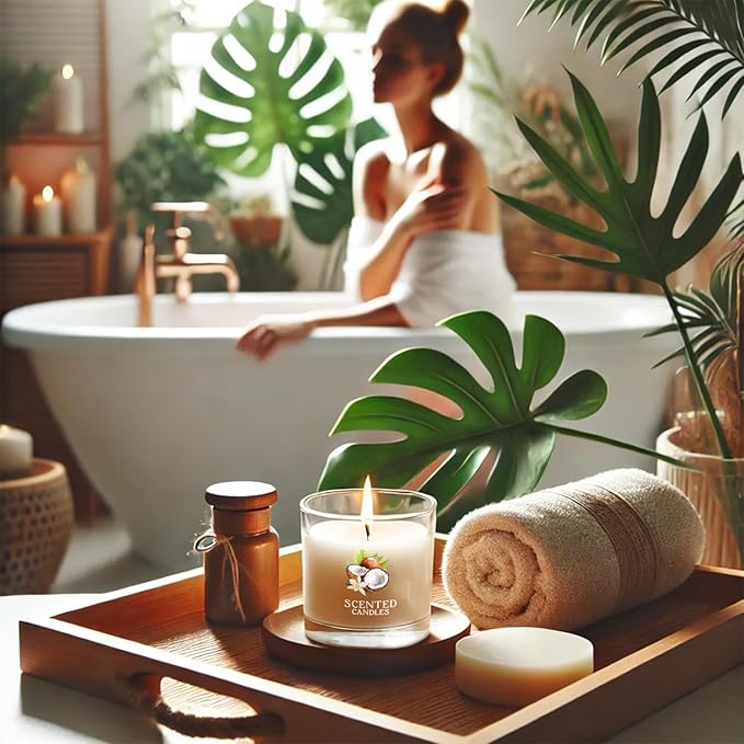 Coconut Candle, Scented Candles Gifts for Women, Candles Gift Set for Her, 3 Scented Votive Candles, Birthday Gifts for Women/Men (White, 7 oz)