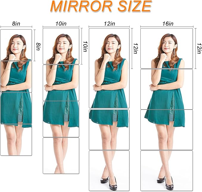 4 Pack Wall Mirror Full Length, 10 x 10 Inch Unbreakable Acrylic Mirror Tiles, Shatterproof Flexible Plastic Mirror Sheets for Bedroom Home Gym Door (4P 10"x 10")