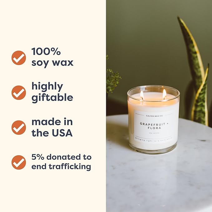 Calyan Wax Co. Texas Bluebonnets 2 Wick Scented Candle - 37 Hour Burn - Luxury Non Toxic Soy Wax Candles - Long Lasting Large Glass Jar Candle for Home - 8.8oz