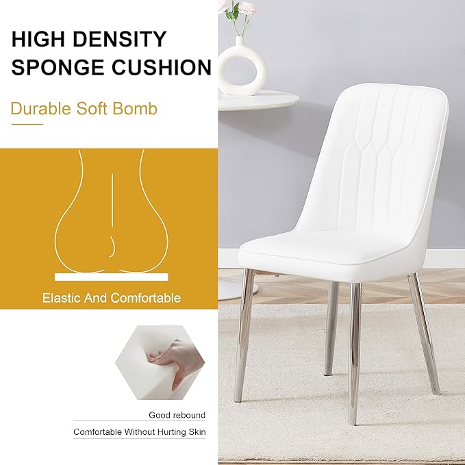 Dining Chairs Set of 6, Equipped with PU Leather Backrest Cushions and Metal Legs, Suitable for Restaurants, Kitchens, and Dining Room Chairs