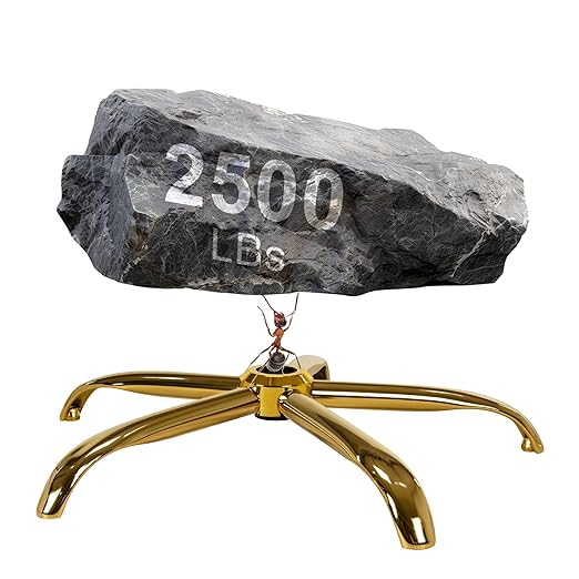 Frassie Office Chair Base Replacement with Wheels, Heavy Duty 2500LBS Metal Stool Chair Base, 28 inch Desk Chair Base Replacement Part (Gold)