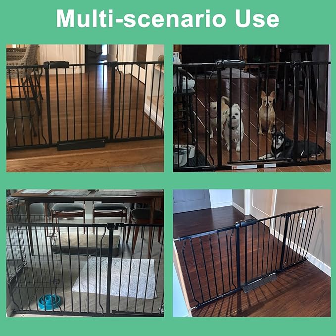 ALLAIBB Extra Wide Pressure Mounted Baby Gate Walk Through Child Kids Safety Toddler Tension White Long Large Pet Dog Gates with Extension for doorways Kitchen (38.58-43.31"/98-110cm, Black)