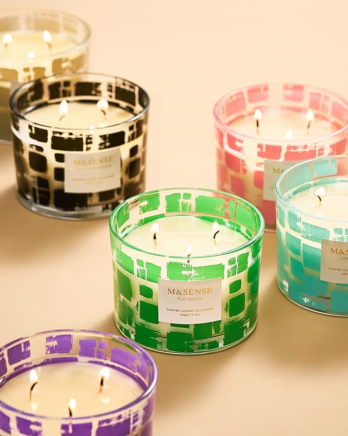 M&SENSE Garden Rose Scented,11.6oz Natural Soy Wax Non Toxic for Home, 3 Wick Jar Candle, Up to 60 Hours Burn time, Home Decor Housewarming Gift for Women and Men