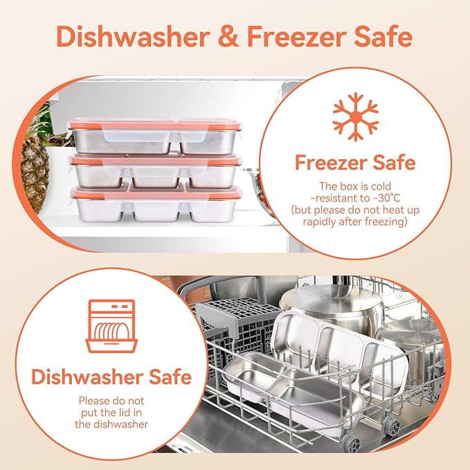 WELTOKE 3 Pack Stainless Steel Snack Containers for Kids & Adults,Metal Snack Containers with Lids,Reusable Snack Container for School, Work, Home & Travel