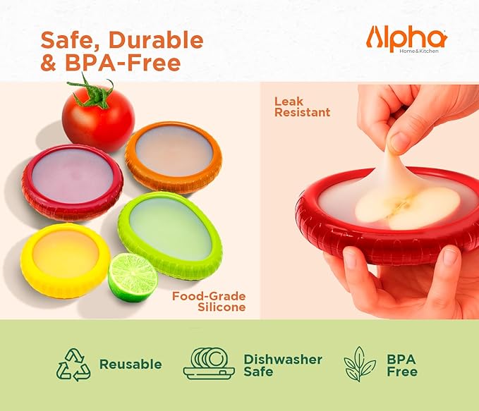 Avocado Saver & Onion Storage –Set of 4 BPA-Free Food Containers with Silicone Lids – Reusable Fruit and Veggie Savers, Fresh Pods for Food – Perfect for Tomato Holder, Garlic, Lemon & More