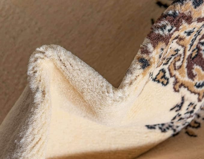 Unique Loom Reza Collection Traditional Persian Style Area Rug, Square 8' 0" x 8' 0", Ivory/Brown