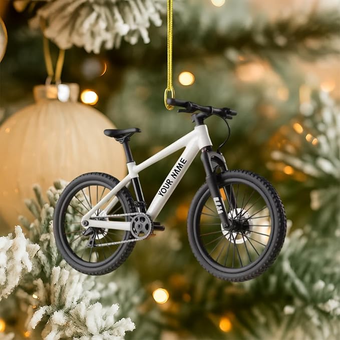 UrbanNEST Personalized Mountain Bike Christmas Ornament, Bicycle Ornaments for Christmas Tree, Mountain Bike Ornament, Bicycle Ornaments, Biker Girl Gifts, Gifts for Cyclist, Xmas Decorations