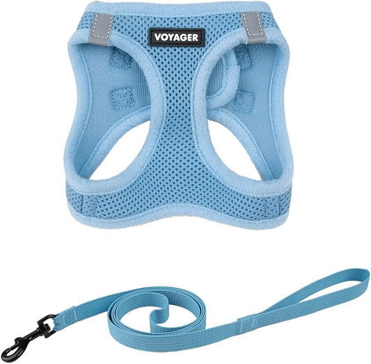 Voyager Step-in Air Cat Leash Harness Set - All Weather Mesh, Step in Vest Harness for Small and Large Cats by Best Pet Supplies - Baby Blue, S (Chest 14-16")