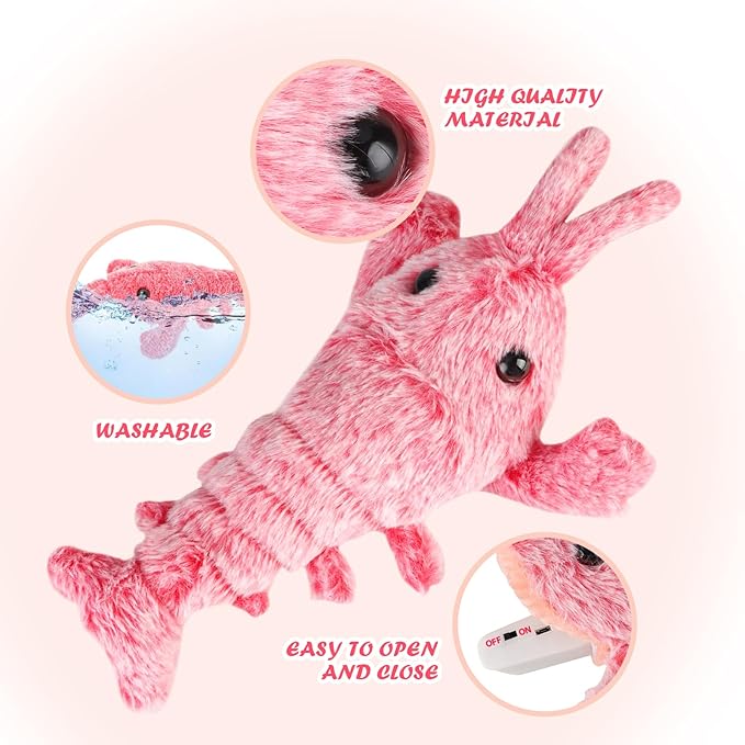 Lobster Interactive Dog Toy, Wiggly Lobster Dog Toy for Boredom, Rechargeable Floppy Interactive Jumping Lob-Ster Small Dogs - 12.7 ''