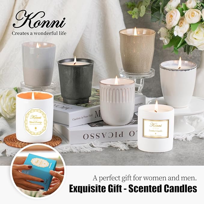 Scented Candle, 9oz Soy Candles, Pine and Cypress Scented White Candles for Women & Men, Long-Lasting Aromatherapy Jar Candle Wax for Home, Bathroom, Non Toxic Candle Gift (Ceramic Cube Cup)