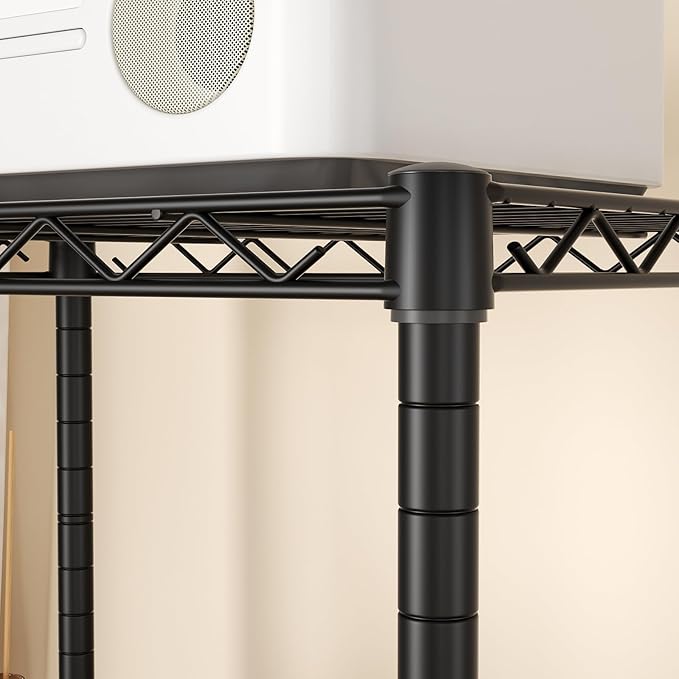 SINGAYE 3 Small Shelves Storage Shelf Wire Shelving Unit Metal Shelf Adjustable Organizers Storage Shelving with Wheels for Bathroom Laundry Room Kitchen Pantry11.5”D x 17.5”W x 30.5”H Black