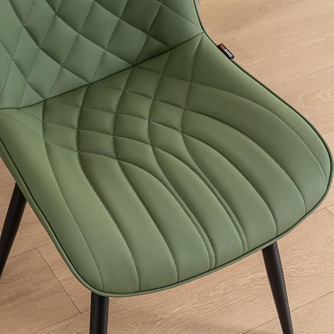 YOUNUOKE Dining Chairs Set of 2 Mid Century Modern Kitchen Chair Comfortable Upholstered Faux Leather Dinner Chairs for Kitchen Dining Room, Olive
