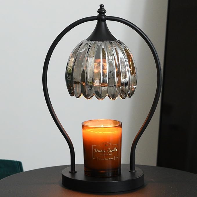 Candle Warmer Lamp with Timer, Vintage Black Wax Melt Warmer Lamp Electric Dimmable Candle Warmer, House Warming Gifts Home Decor for Living Room Bedroom Office, Birthday Gifts for Mom, Women & Men