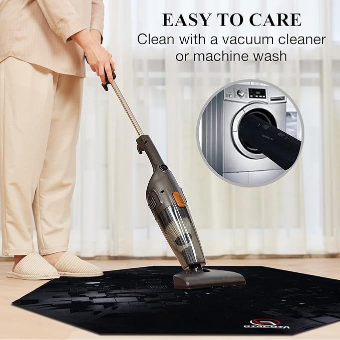 Office Chair Mat Gaming Chair Mat for Hardwood Floor Noise Cancelling Gaming Chair Mat Office Chair Octagon Carpeted Mat (Black-2)