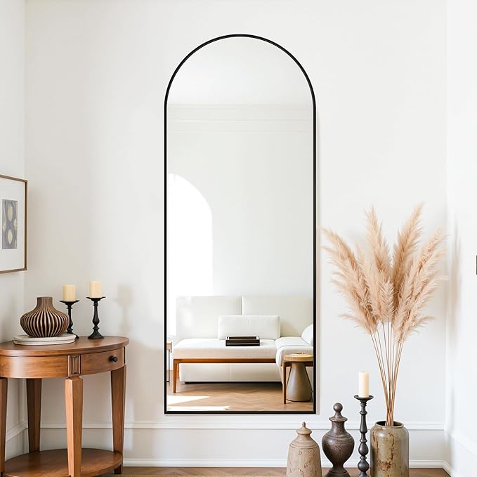 Floor Mirror, 58"×18" Full Length Mirror with Stand for Bedroom Living Room, Black