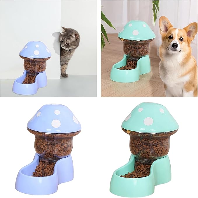 Automatic Pet Feeder with Mushroom Shape for Cats Dogs 2025 Easy Clean Refill Dual Food Water Dispenser