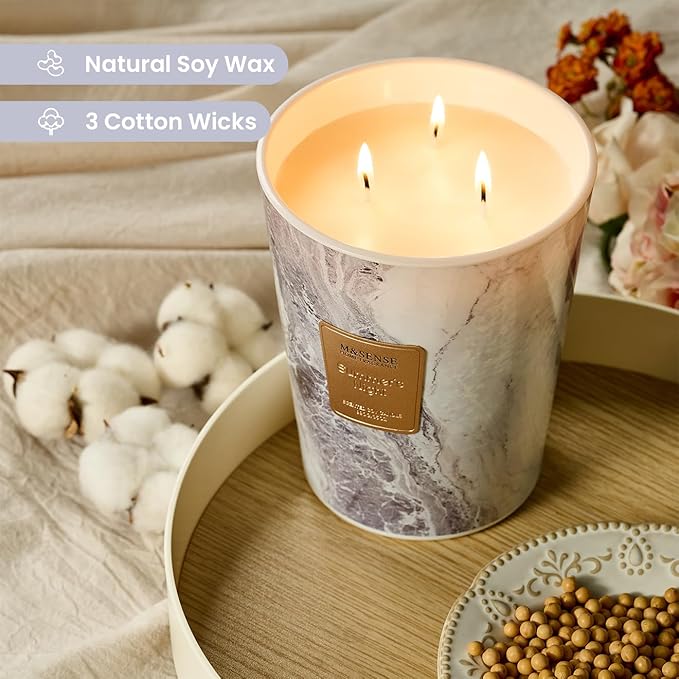 M&SENSE Extra Large Candle 35oz 150H Summer Night Scented Candle, 3 Wick Highly Scented Jar Candle, XL Candles Gift for Stress Relief, Meditation, Yoga