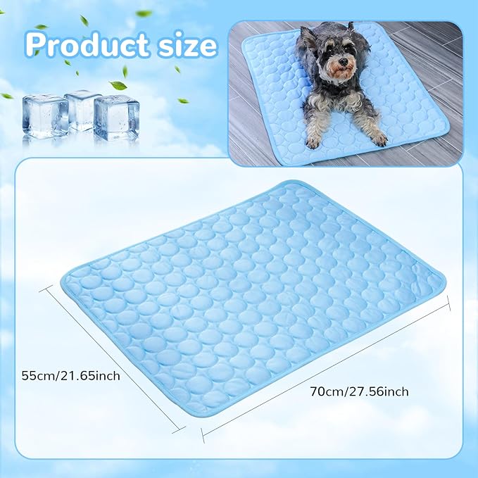 2025 New Dog Cooling Mat, Pet Cooling Mats, Summer Cool Pads Pet Mat Outdoor for Dogs & Cats, Pet Bed Mats Machine Washable(Blue, XL: 100×75 cm 39×30")