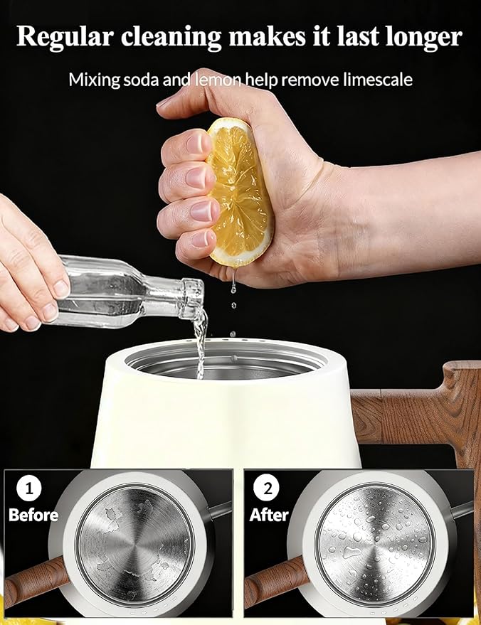 KLEAH Gooseneck Electric Kettle with Temperature Control - 0.8L Automatic Shut Off Tea & Coffee Kettle, Hot Water Boiler Pour Over Coffee Kettle, 1200W Quick Heating Keep Warm, Bone White