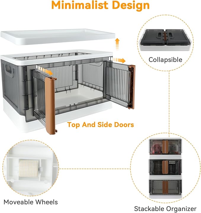 Storage Bin, Cabinet with Lids, 8.4 Gallon Capacity, With Double Door and Lock, Foldable, Plastic, Underbed or Countertop Use, Home Organizer