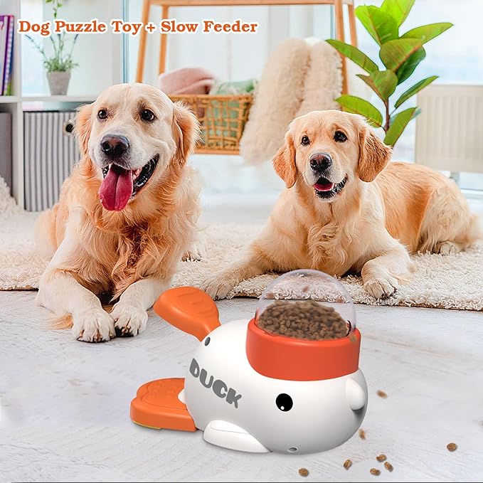 Dog Interactive Treat Dispenser Toy, Food Puzzle Slow Feeder (White)