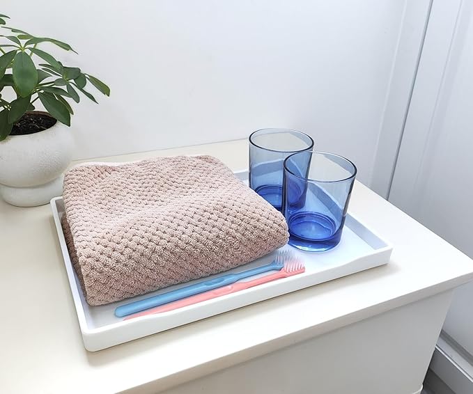 White Serving Tray (11.8 x 8.7 inch) for Serving Accessory, Spa, Coffee, Drinks, Wine, Tea, Bar, Party, Seasoning, Perfume and Display Use.