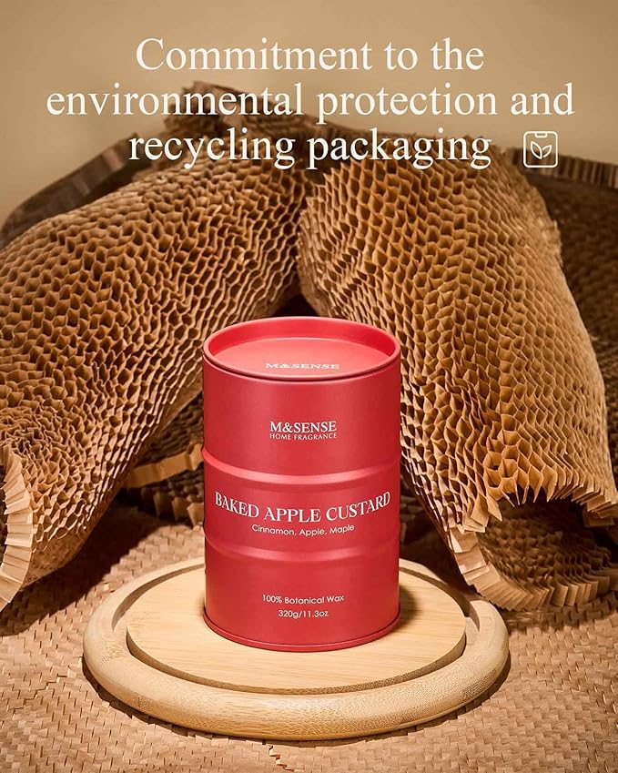 M&SENSE Baked Apple Scented Candles Christmas Decor,Natural Non Toxic,Christmas Candle for Stress Relief Meditation Relaxing, Housewarming Gifts for Women Men, 11.3oz 70 Hour Long Burning