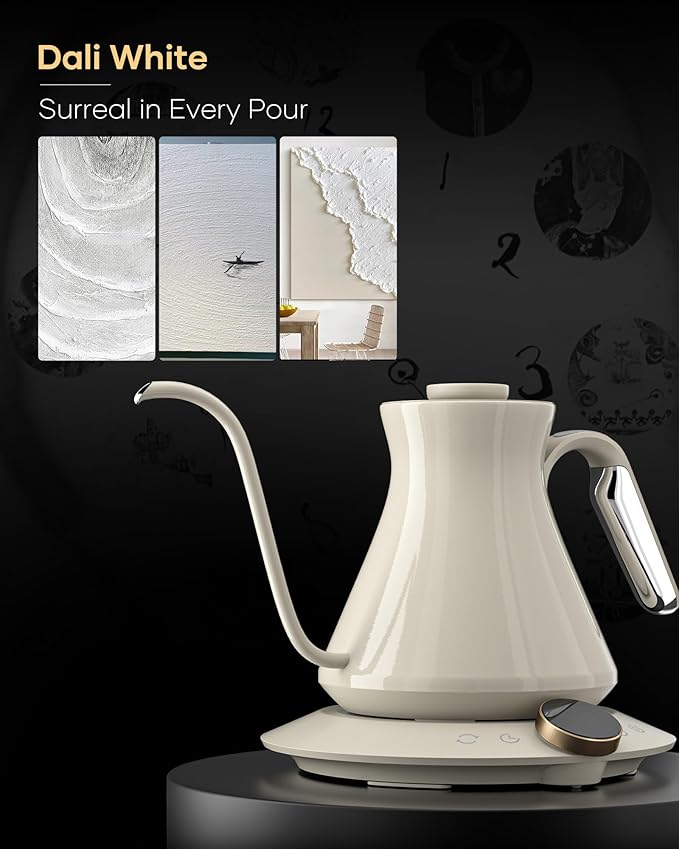 Cocinare FLOW M6 Pro Electric Gooseneck Kettle, ±0.5℉ Temperature Control for Pour-over Coffee & Tea, Stainless Steel Interior, Quick Heating for Boiling Water (Dali)