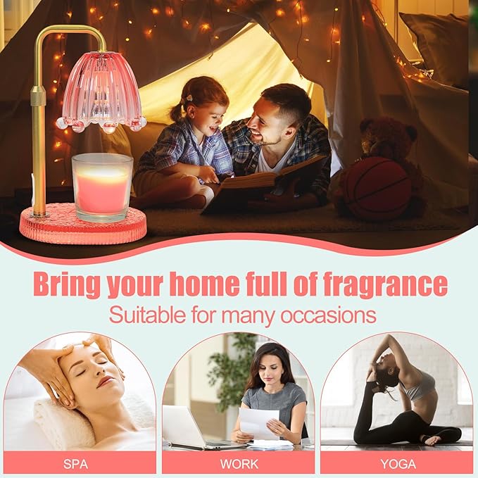 Candle Warmer Lamp with Timer - Electric Wax Melt Warmer with Adjustable Height and Dimmer for Scented Candle Wax, Home Fragrance Décor and House Warming Birthday Gifts for Women Mom
