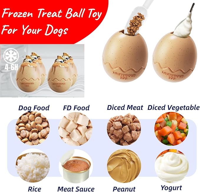 Treat Dispenser Dog Toy for Aggressive Chewers, Dog Frozen Treat Toy to Keep Them Busy, Interactive Chew Toys for Large Dogs, Durable Natural Rubber Material Puzzle Toy