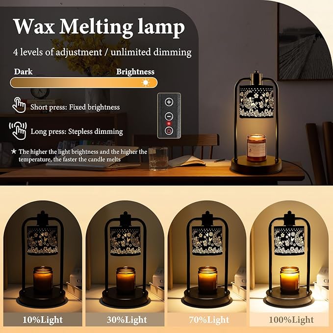 Candle Warmer Lamp Wax Light, Wax Melt Warming Lamps for Jar Candles with Timer Dimmable for Birthday, Room, New House, Bedroom, Vintage Home Decor