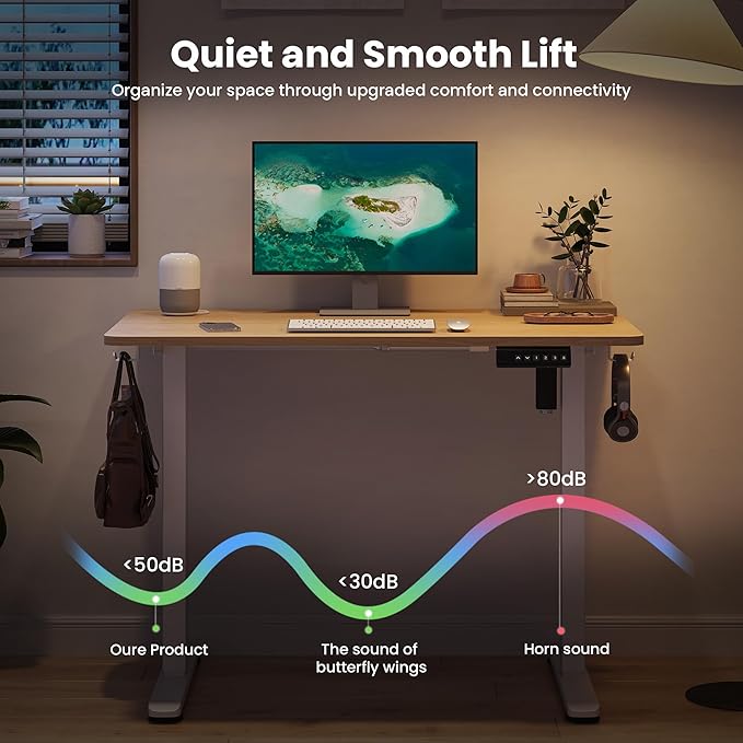 Casaphoria 40 x 24 inches Electric Standing Desk, Sit to Stand Desk with Memory Height Adjustment, Home Office Computer Desk for Writing and Games, Oak