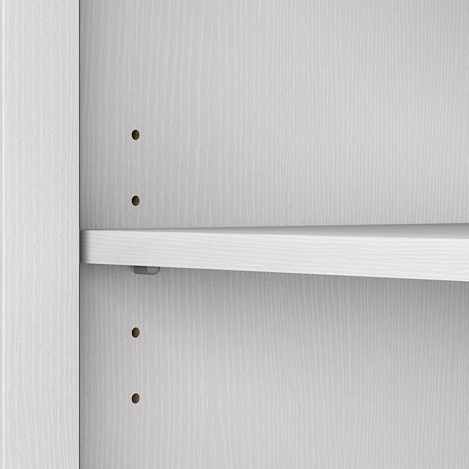 Bush Furniture Key West Tall Storage Cabinet with Doors and Shelves in Pure White Oak, 2 Door Organizer for Home Office, Living Room, Entryway